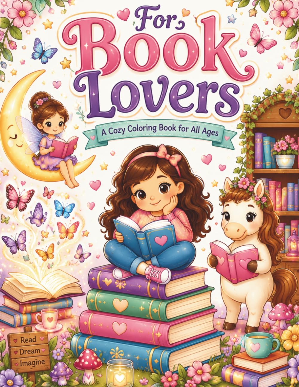 For Book Lovers: A book lovers coloring book for adults & teens: 50 bookish mindfulness coloring pages for bibliophiles & bookworms