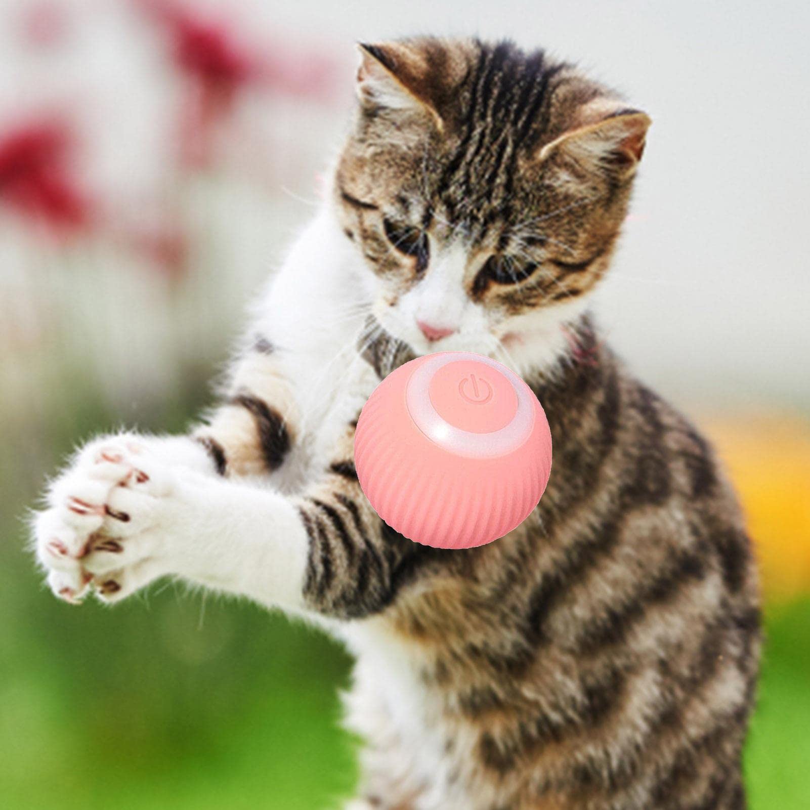 KEWUZY Kattenspeelgoed, elektrische kattenbal met ledlicht, interactief kattenspeelgoed, kattenbal, 360 graden bal, automatische modellering kattenbal met touw, USB-oplaadbaar (groen
