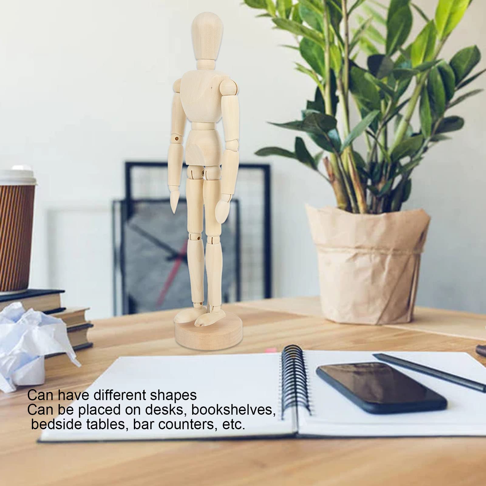 Drawing Mannequin, 2PCS Wooden Mannequin Flexible Joints Drawing Figure Model Art Mannequin Figure Drawing Supplies for Home Furnishings Photo Props Tabletop Toys 12in