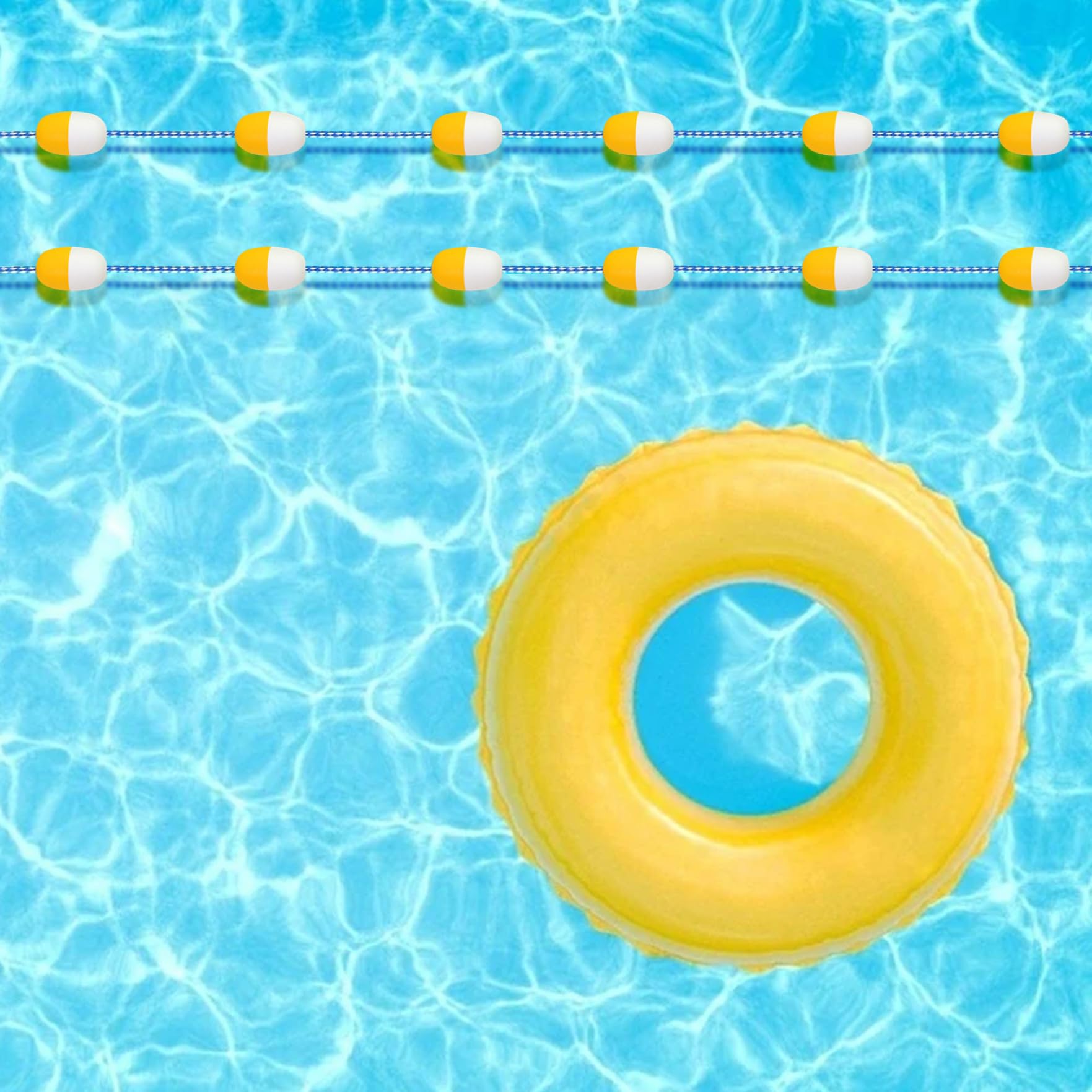 Poolseilschwimmer, um Pool 16 Fuß Poolseile mit 11 Schwimmer und 2 Haken sichtbare gelbe weiße Pool -Sicherheitspool -Trennseilseile zu trennen, um den Pool zu teilen