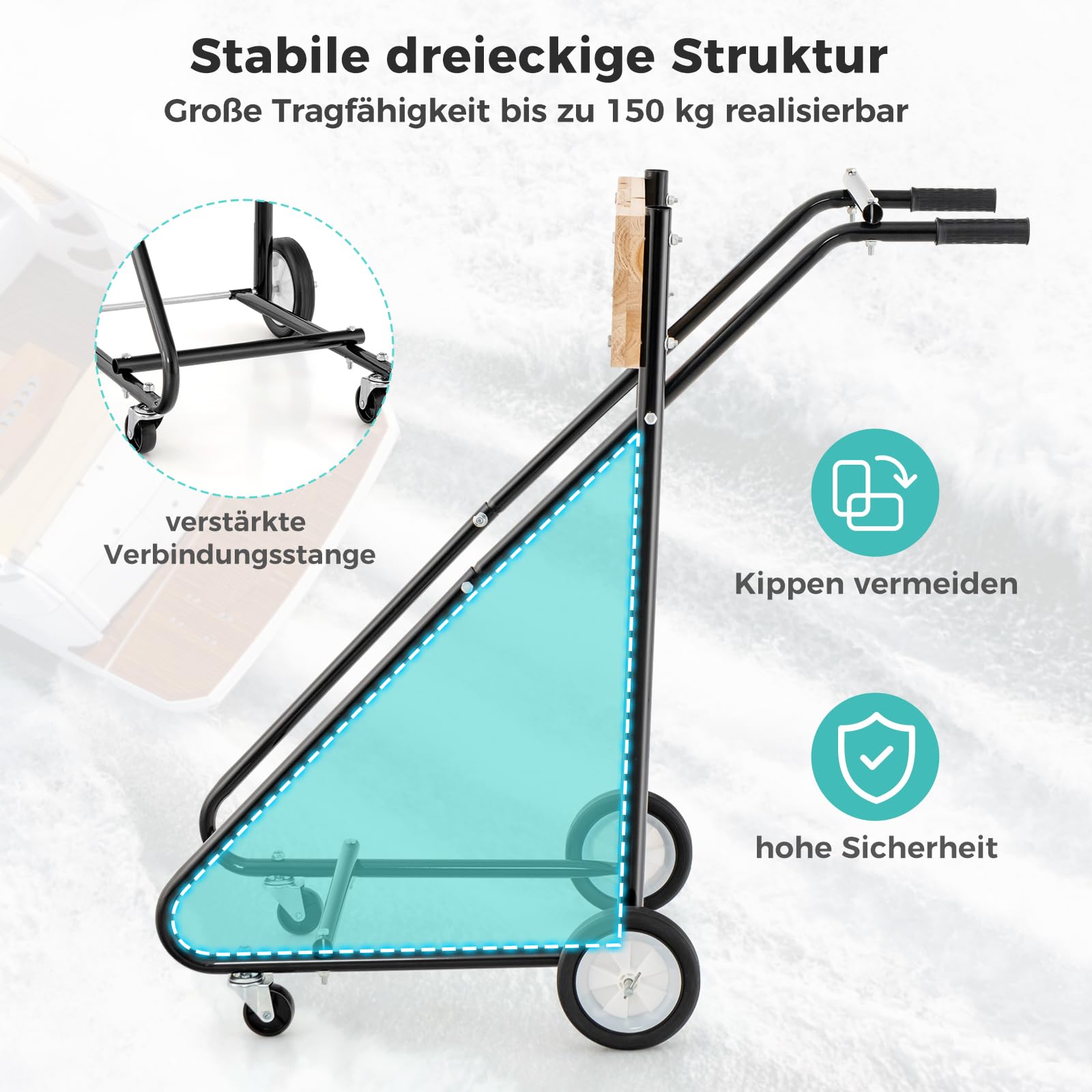 GOPLUS Stojak na silnik zaburtowy, wózek transportowy do silników łodzi z masywną, grubą płytą ze sklejki, 4 kółka i ergonomiczny uchwyt, silnik zaburtowy do napraw, konserwacji i transportu