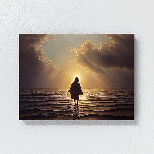 Vista 95 de Sense Canvas Jesús 1 - Lienzo decorativo para decoración del hogar, póster de pared XL, 48 x 36 / 1.5 pulgadas Jesús 1,Jesús 17,Jesús 18,Jesús