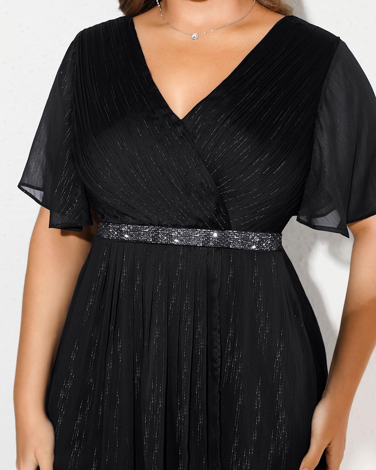Pinup Fashion Women Plus Size Cocktail Dress - Formal Wedding Guest High Low Pleated Wrap V Neck Dresses 2025 - Image 3
