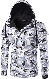 Duohropke Men's Tactical Camouflage Softshell Jacket Autumn Winter Outdoor Army Military Fleece Lined Waterproof Jacket with Hood Outwear Hiking Hunting Coat