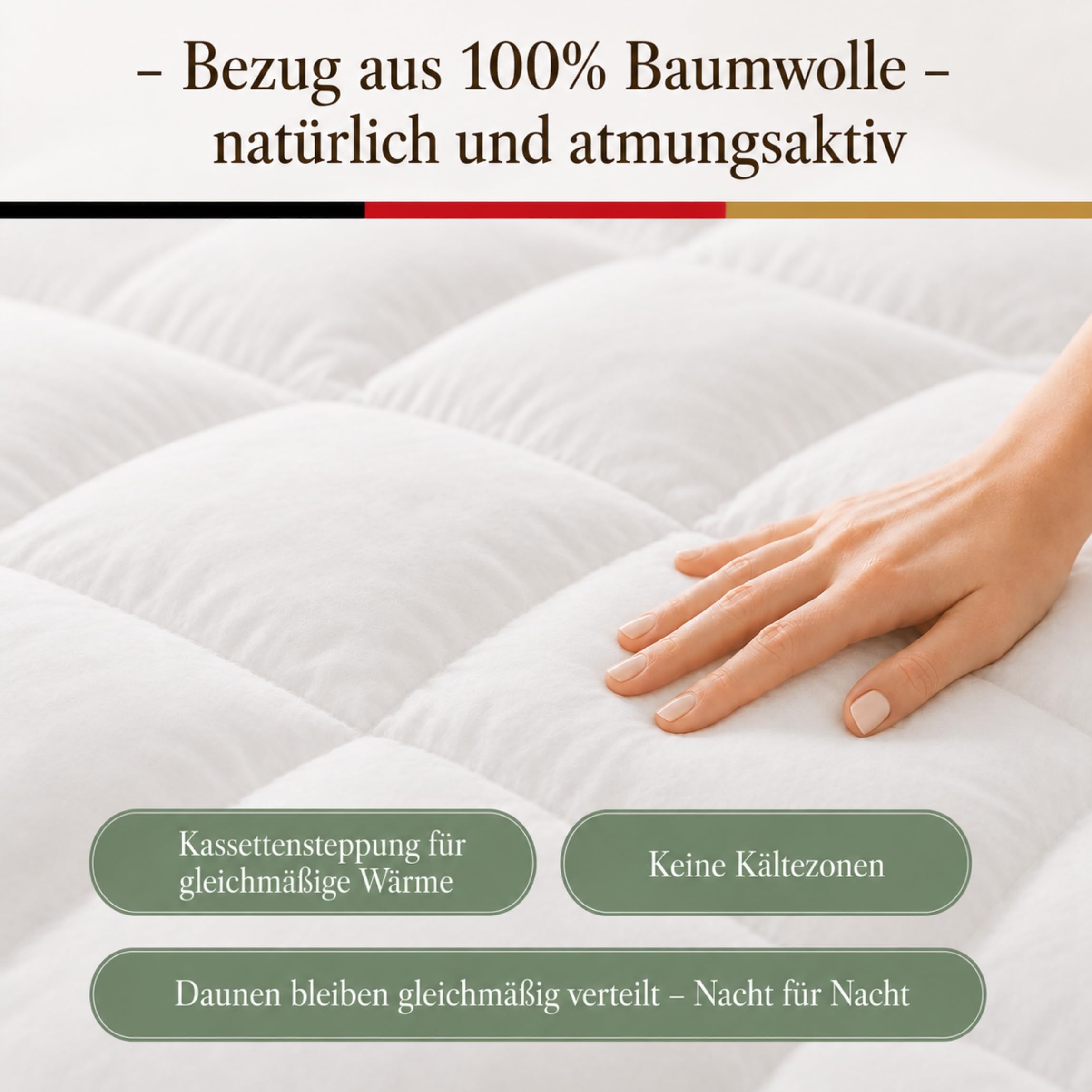 Haber Natur Daunendecke 135x200 -90% Daunen Ganzjahresdecke Made in Germany | 4-Jahreszeiten-Bettdecke mit 90% Daunen statt Federfüllung: leicht, warm, für Allergiker. 624g, Downpass, OEKO-TEX, Nomite