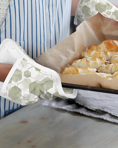 Miniatura 6 de Sage Green 5Pcs Pot Holders for Kitchen,Non Slip & Heat Insulation Terry Cloth Potholder Set with Pocket,Thick Hot Pad Oven Mitts Trivet Coaster for