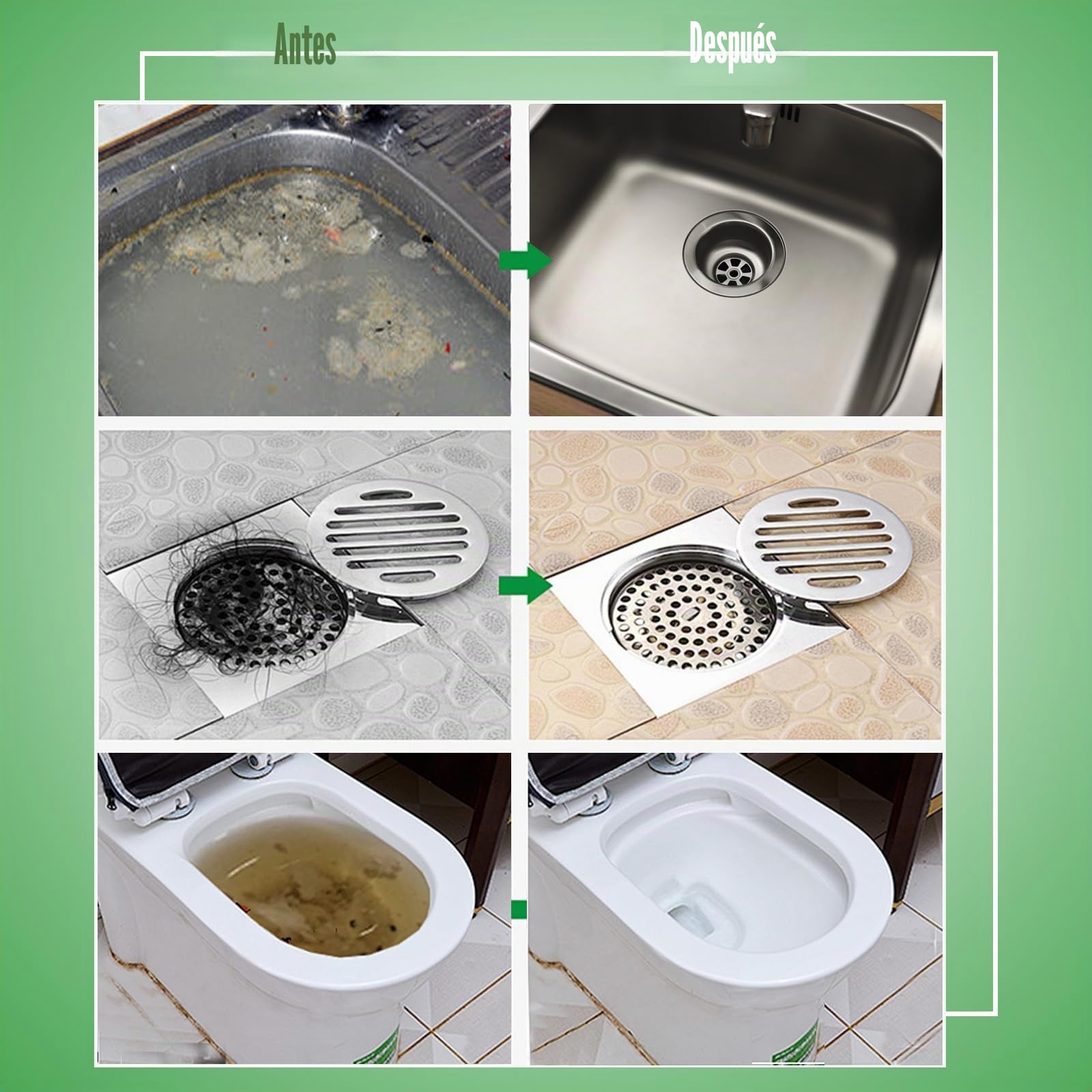 Paquete de 18 removedores de obstrucciones de drenaje, limpiador de drenaje resistente para cabello y grasa, potente desatascador de fregadero y ducha, fórmula segura para tuberías para un uso fácil