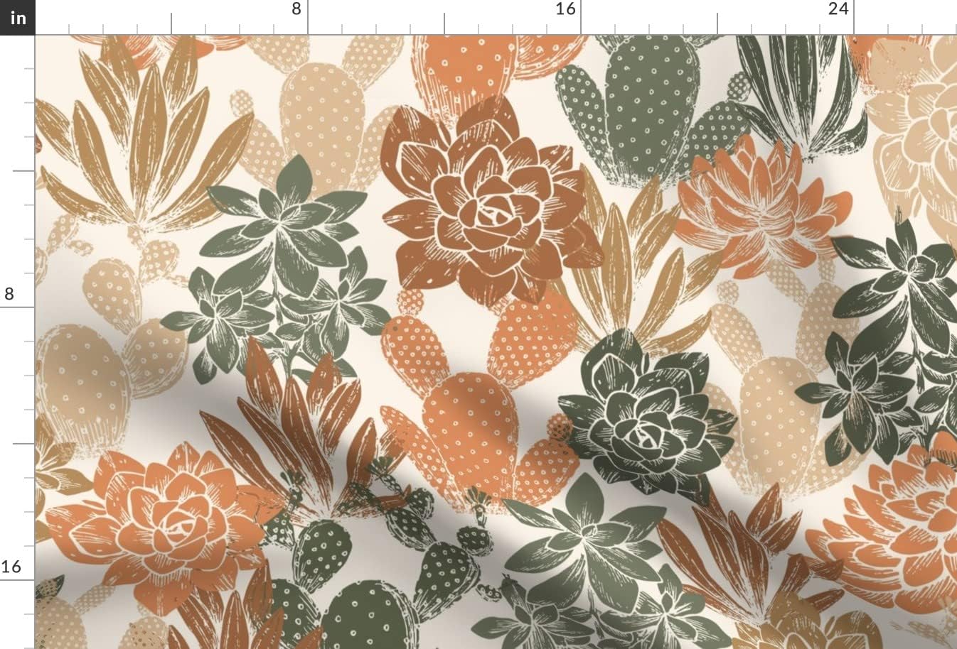 Spoonflower Fabric - Terra Cotta Garden Burnt Orange Earth Tones Southwestern Boho Desert Printed on Upholstery Velvet Fabric by The Yard - Upholstery Home Decor Bottomweight Apparel
