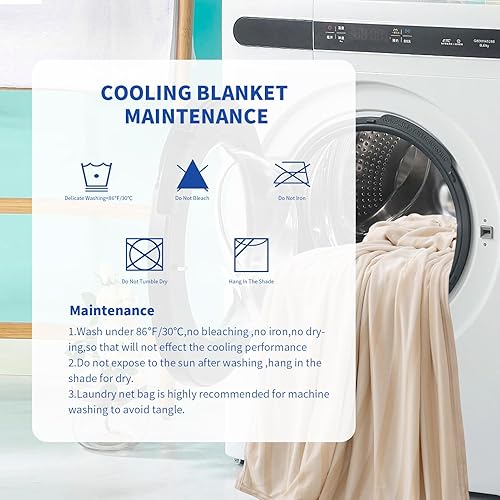 Vista 18 de Auemtyn Manta refrescante de doble cara de tamaño King para personas que duermen con calor Q-Max japonés > 0.5 Arc-Chill fibra de enfriamiento, Azul