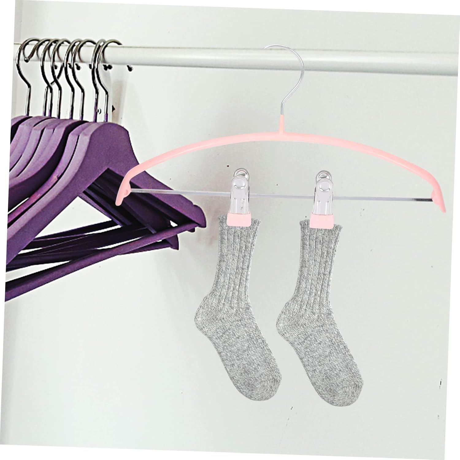 Holibanna 5Pcs Non Slip Semi Circle Clip Hangers for Clothes Skid Design for Skirts Pants and Tops Closet Supplies
