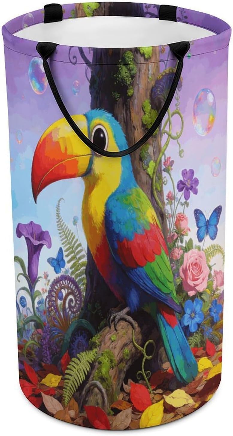 Multi Colour Jungle Laundry Hamper Portable Lightweight Clothes Hampers Fashion Dirty Laundry Storage Basket Large Capacity Foldable Clothes Baskets for Bathroom Bedroom