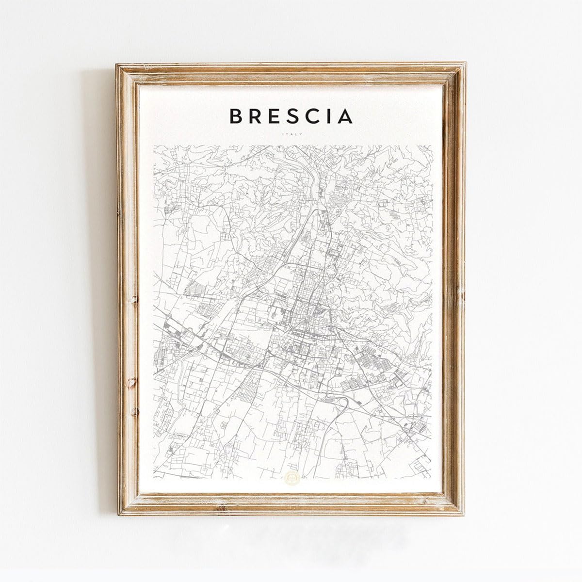 Modern Grey Poster of Brescia Italy | 11x17 12x18 16x24 24x36 Unframed Mininal Wall Art | Minimalism Hometown City Traveler Print for Gift | Minimalist Home Office Decor