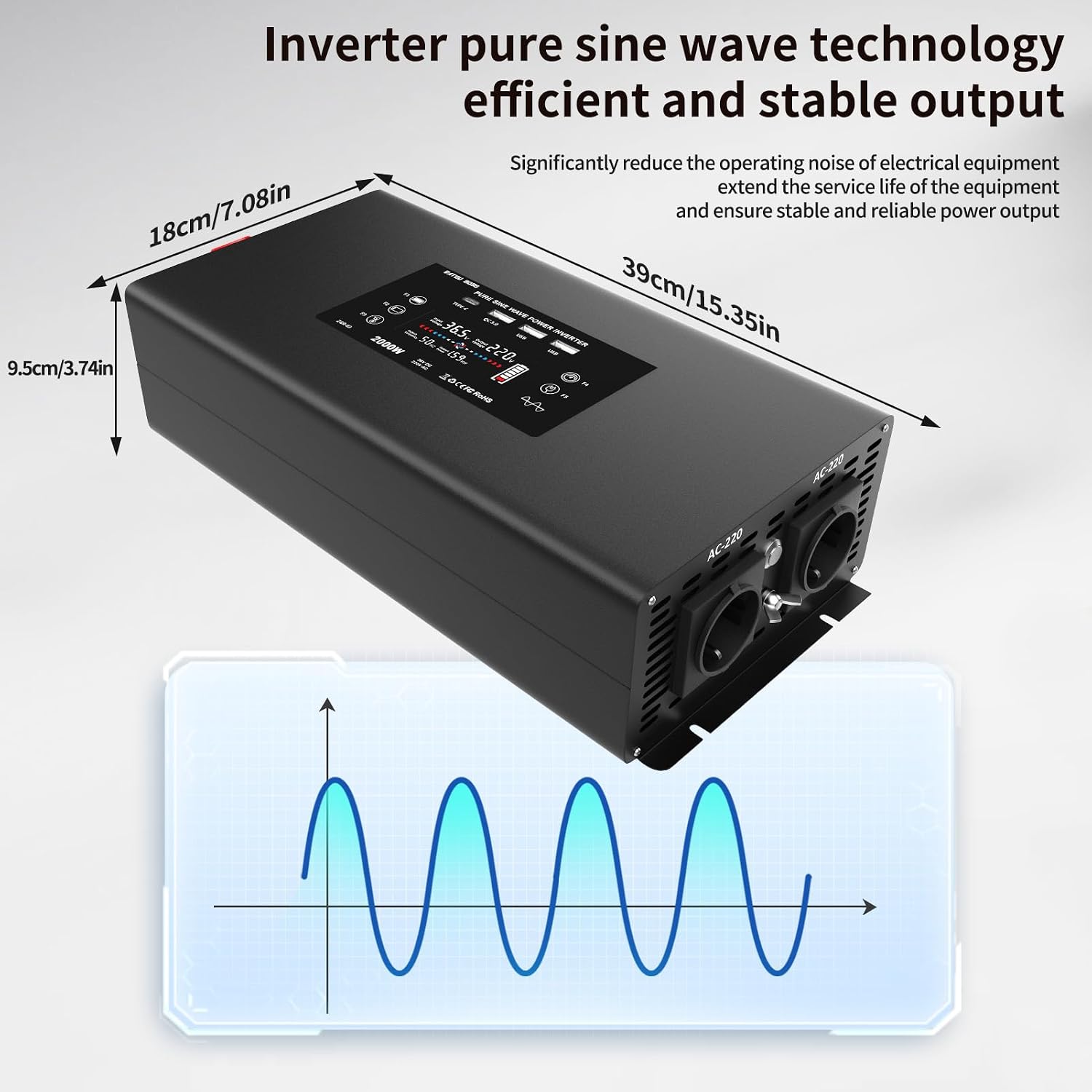 DATOUBOSS Inverter dimensions and pure sine wave output