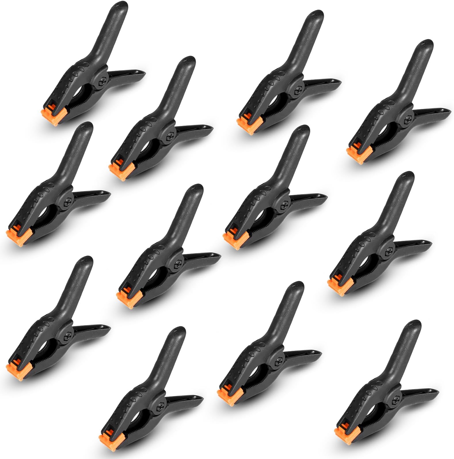 Rondauno Spring Clamps 12 Pack, 3.5 inch Spring Clips for Crafts & Professional Backdrop Clips, Heavy Duty Plastic Clamps for Woodworking