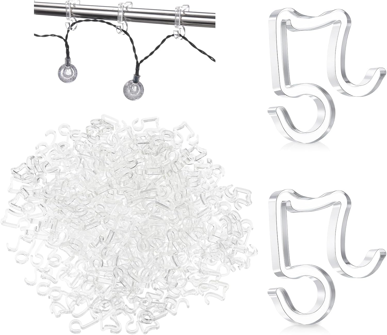 Marsui 360 Pieces Christmas Light Clips Outdoor Gutter Hooks Weatherproof String Light Hangers for Halloween Xmas Holiday Decorations (Clear)