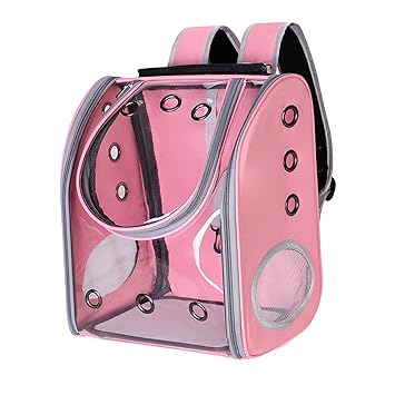 GG Enterprise Pet Carrier Bag Breathable Dog Outdoor Travel Transparent Backpack Pink