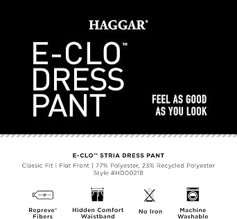 Haggar Men's E-CLO Repreve Stria Flat Front Dress Pant