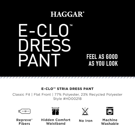 Haggar Men's E-CLO Repreve Stria Flat Front Dress Pant