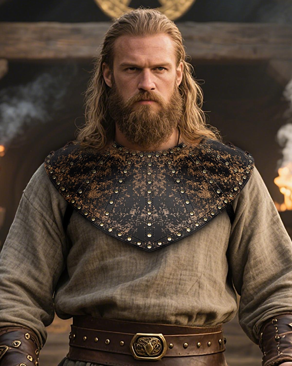 L'VOW Viking Leather Chest Armor Medieval Breastplate Ren Faire Collar Armor LARP Cosplay Warrior Costume - Image 4