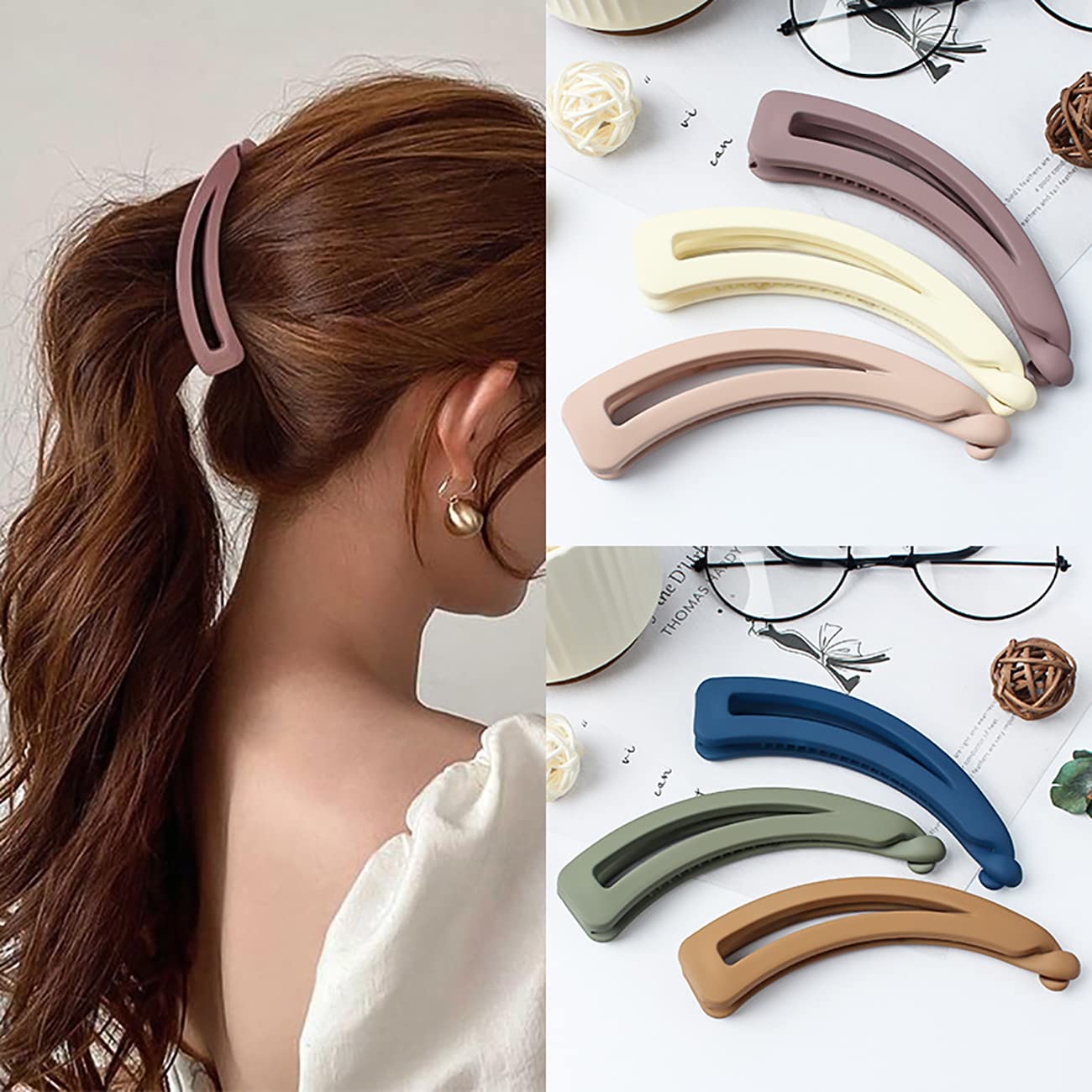 6 Pcs Large Banana Clips, Strong Hold Ponytail 4.7" Large