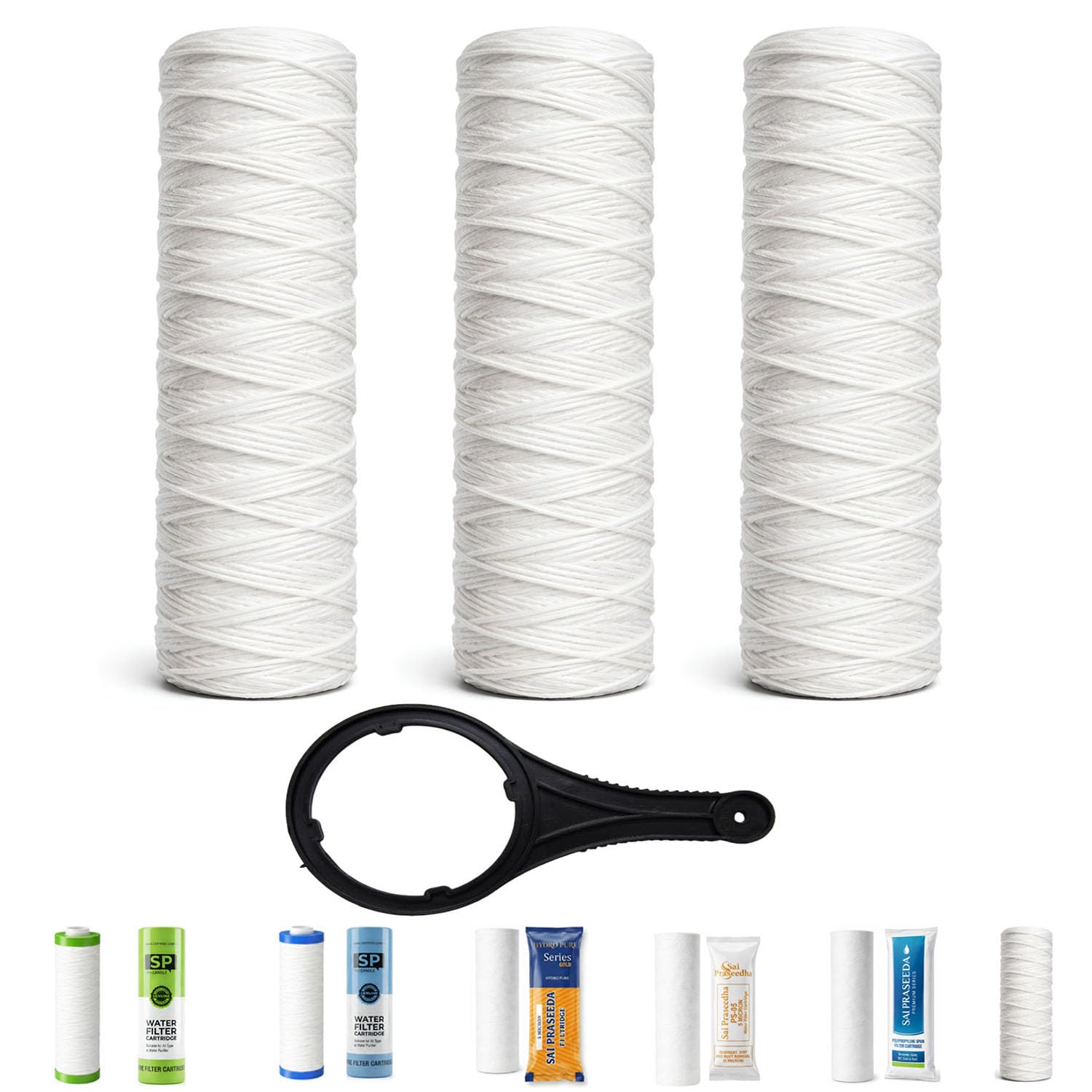 TAVASYA 5 Micron Yarn Wound Water Filter Cartridge 10 Inch – Pack of 6| Includes 1 Spanner | String Wound Sediment Filter for RO/UV/UF Purifiers | for Dust, Sand, Dirt & Rust Removal-picture-30