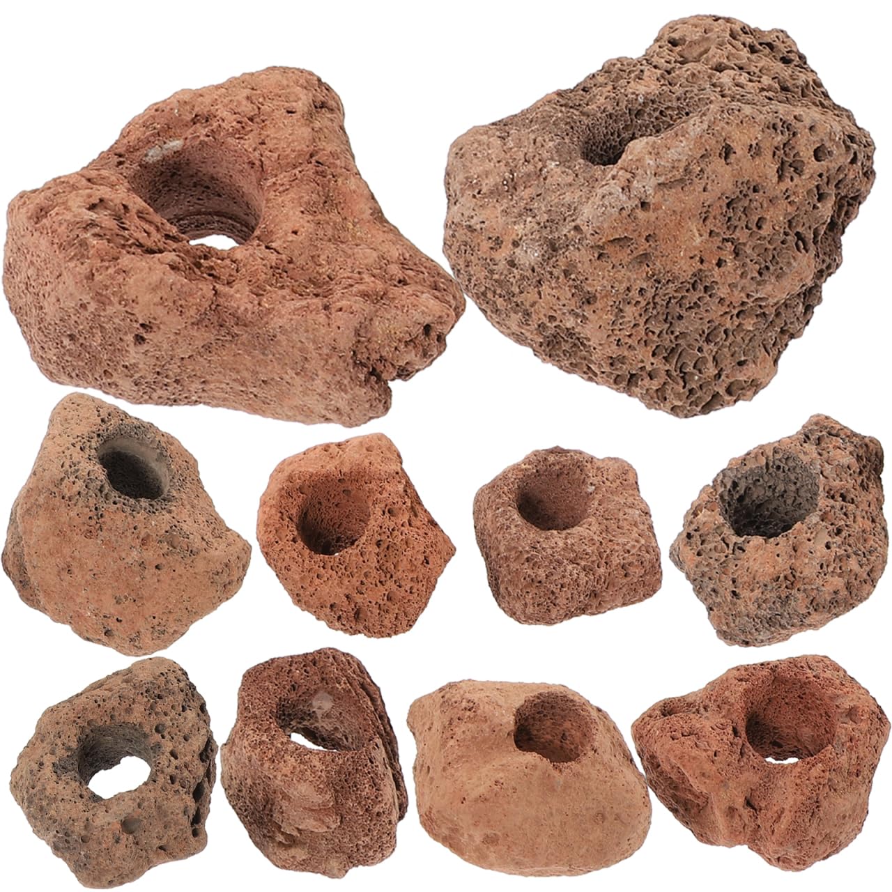 Housoutil 10Pcs Volcanic Rock Aquarium Stones Fish Shelter Cave for Freshwater and Saltwater Fish Tank Habitat Decoration 2.56X2.56X1.97In
