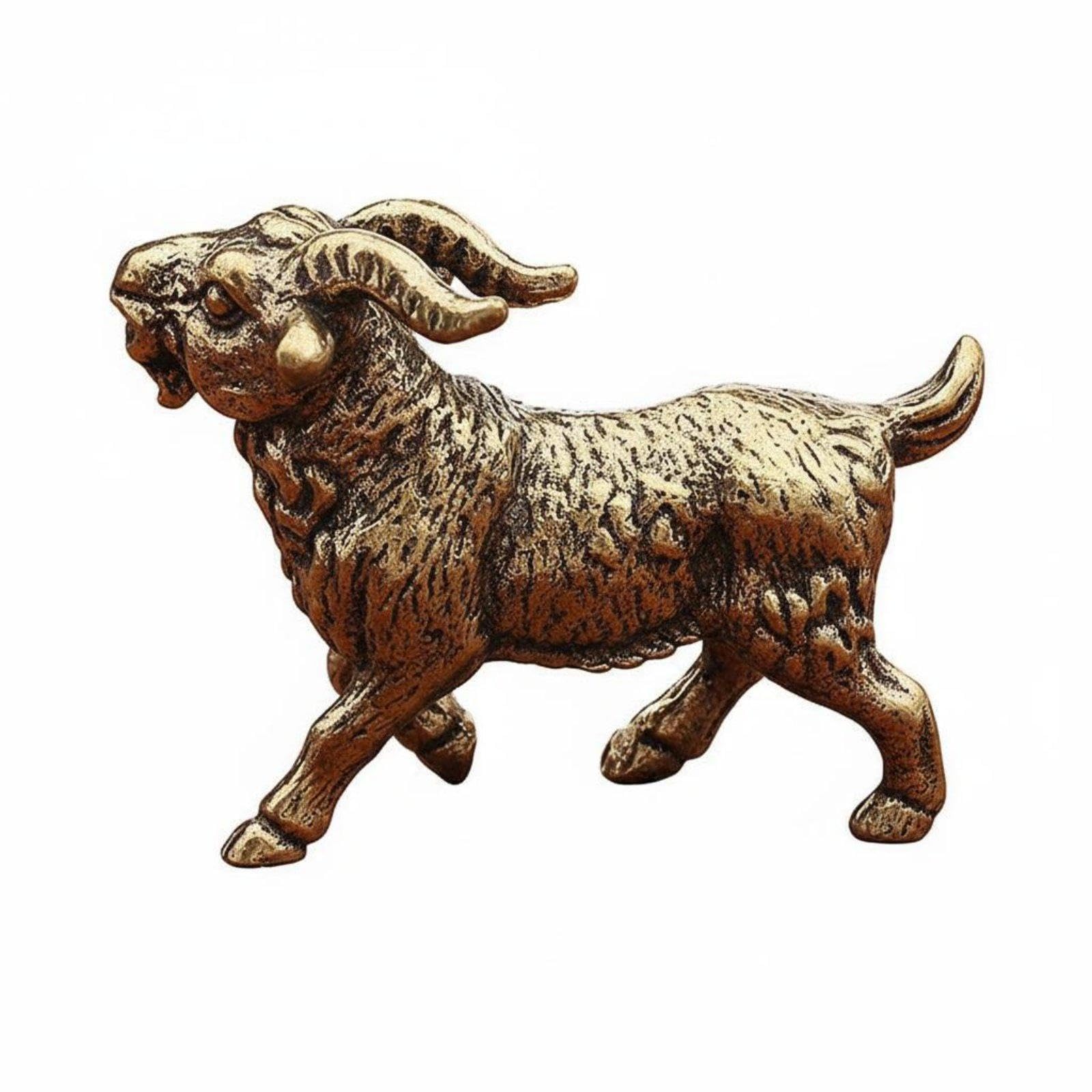 Chinese Astrological Brass Figurine, Detailed Craftsmanship Brass Chinese Astrological Statue Symbol of Prosperity Solid Copper Animal Figure Large Goat|Antiques| Asian Antiques| China| F-image-35