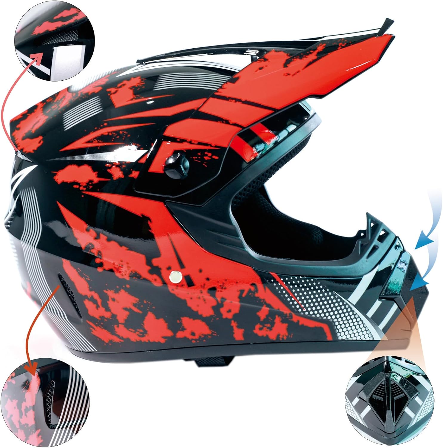 Motocross Helmet DOT Dirtbike ATV Motorcycle Mountain Bike Full Face Helmet with Goggles Gloves Mask