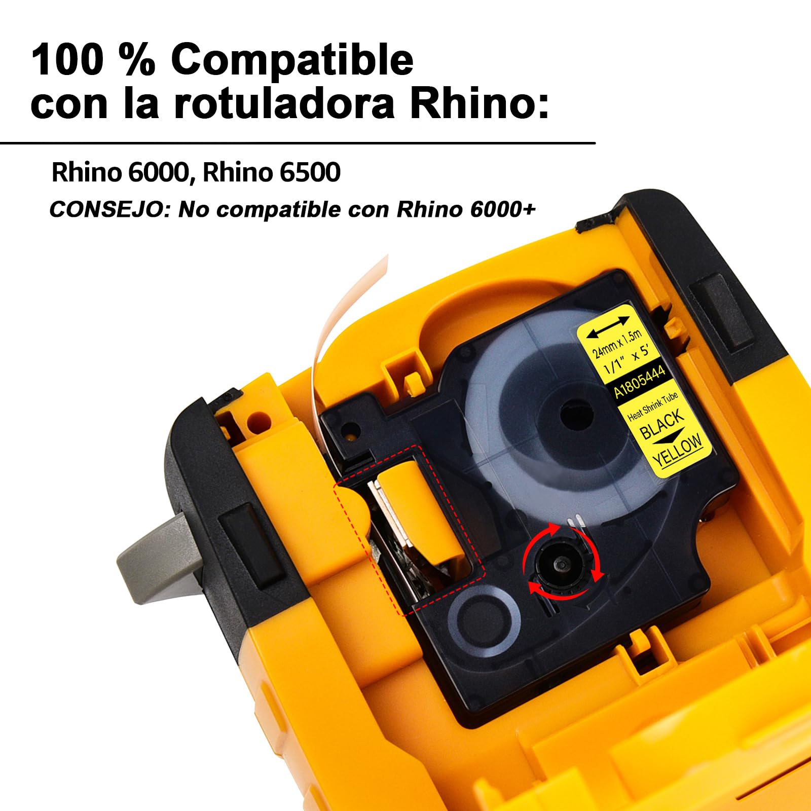 Paquete 8 Repuesto para 1805444 Negro sobre Amarillo 6mm compatible Dymo