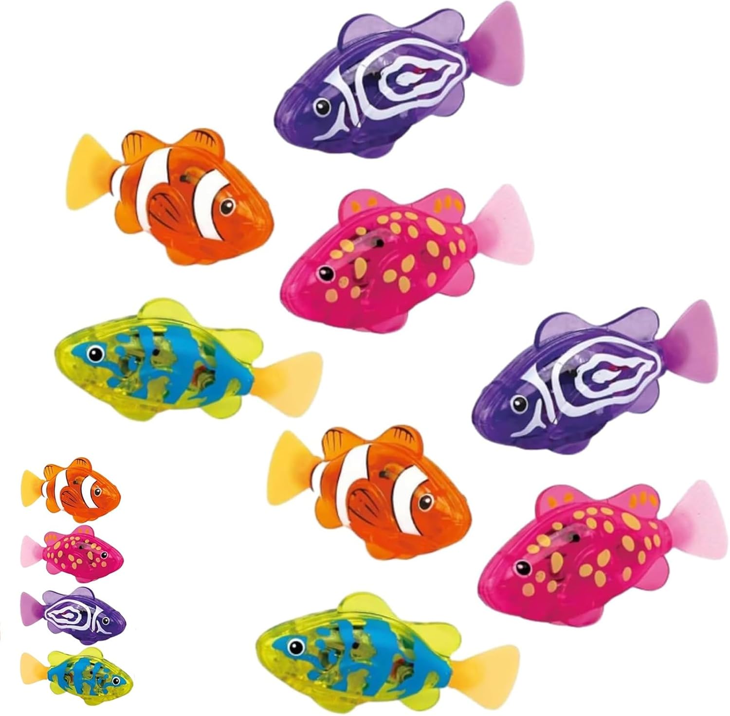 Magic Water-Activated Glowing Swimming Fish, Magic Water-Activated Glowing Swimming Fish,Moving Colorful Fishing with LED Lights for Pool Bathtub Cat Dog(8pcs)