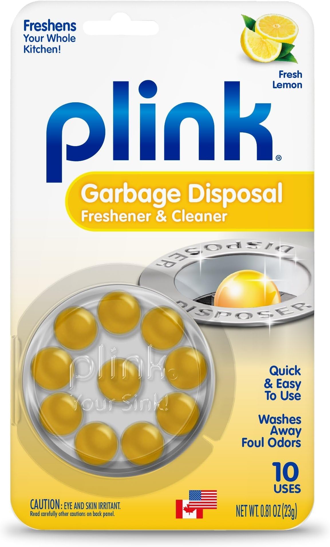 Plink 90 Garbage Disposer Cleaner and Deodorizer, Lemon, 20 Count