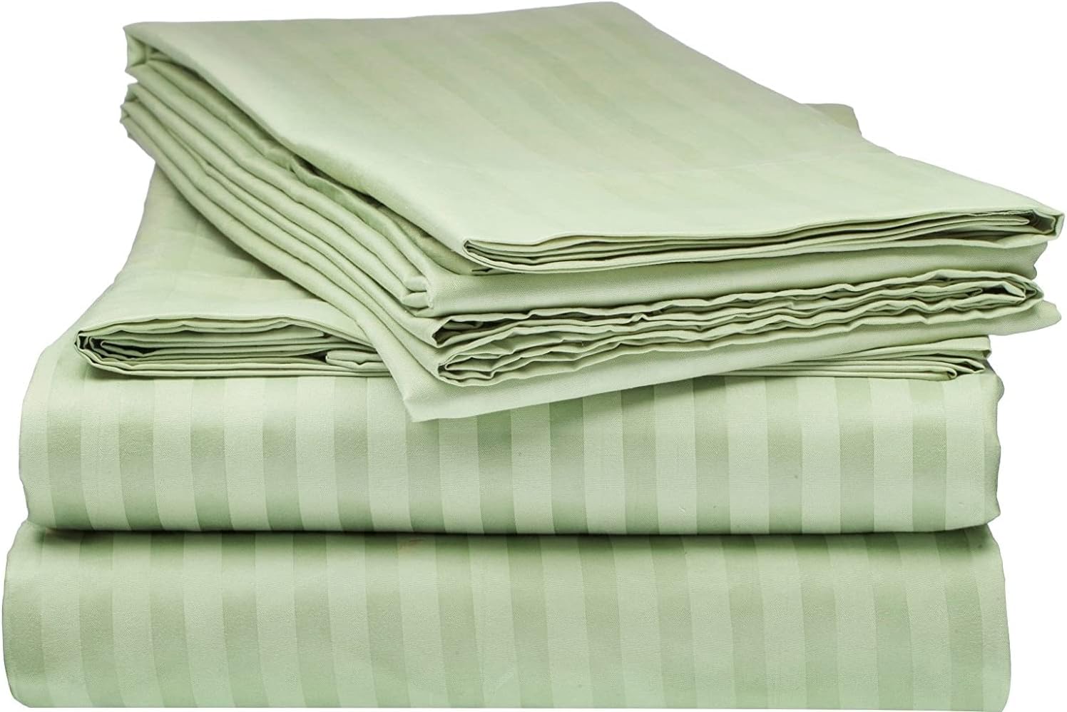 King Size Sheet Set - 500TC Bedding Sheets & Pillowcases - Extra Soft Cooling Bed Sheets - Deep Pocket up to 16" Mattress - 4 Piece King, Sage Stripe