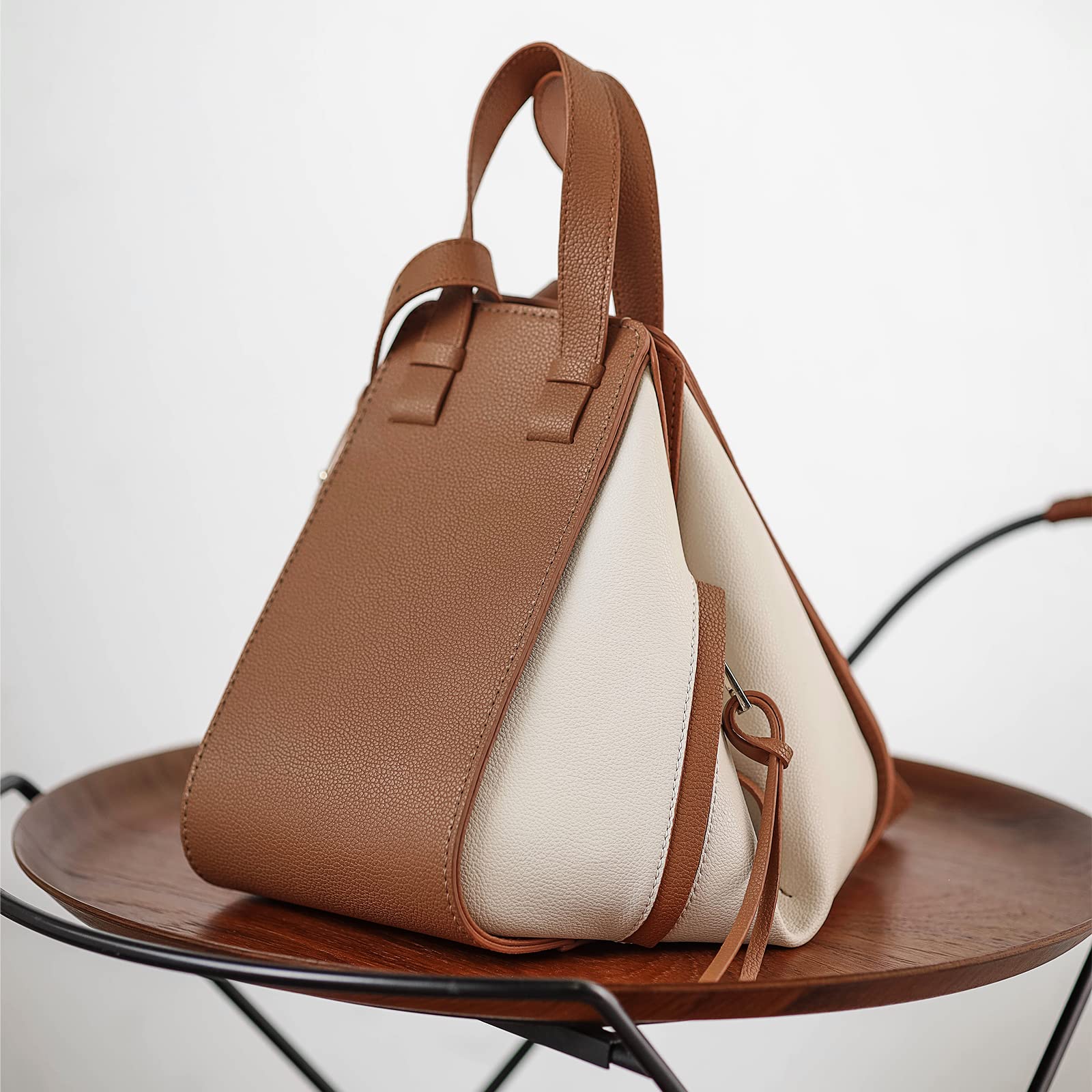 POPSEWING Leather Designer DIY Bucket Bag Making Kit, Leather Shoulder Bag DIY Kit, Bucket Purses for Women, Sewing Patterns for Beginners, Leather Sewing Kit for Personalized Gift (Semi-Finished)