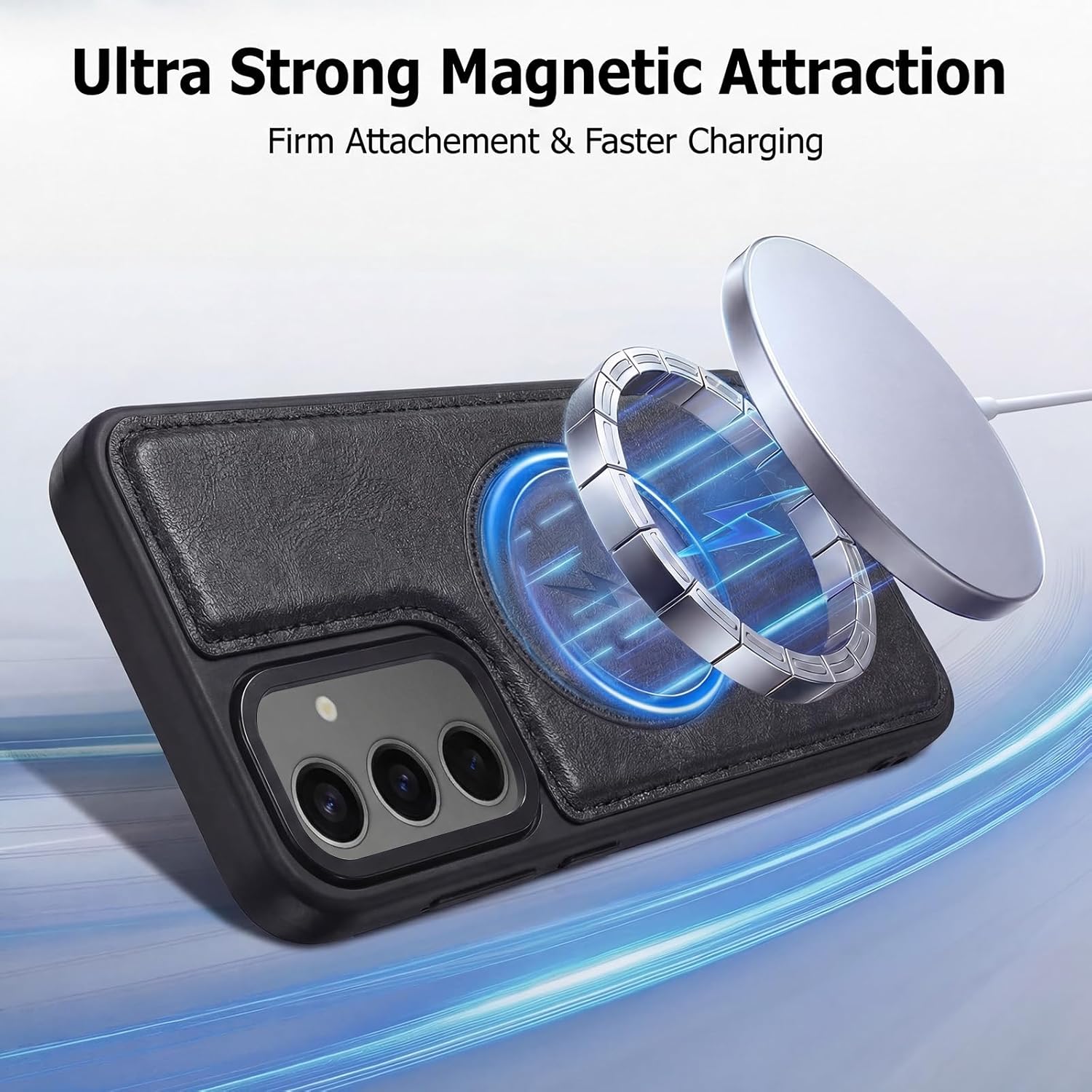 Compatible with Magsafe 3 in 1 Detachable Samsung Galaxy S25 Plus/S24 Plus Wallet Case with Card Holder, PU Leather Phone Purse with Zipper, RFID Blocking Strap Lanyard Kickstand Magnetic Phone Cover