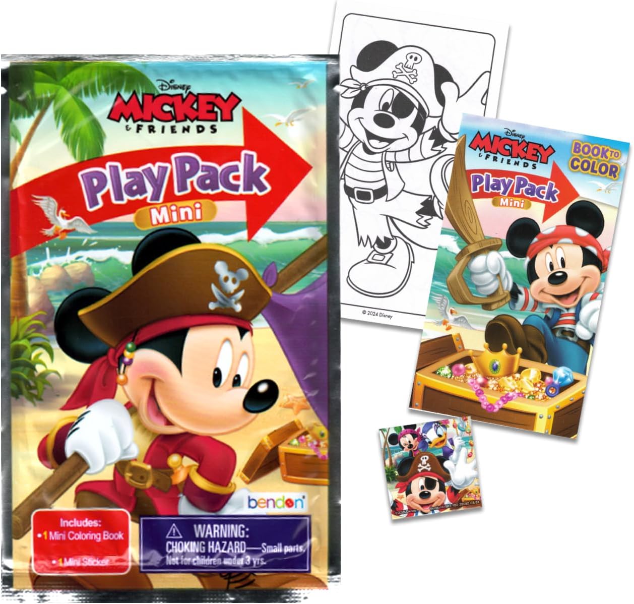 Disney Mickey Mouse Pirate Vacation Party Favors Set - Bundle of 24 Mickey Play Packs with Coloring, Loot Bag, Stickers, More | Mickey Cruise Supplies