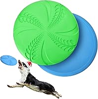 Nobleza Dog Flying Discs 2-Pack: 8-Inch Soft Floatable EVA Foam Frisbees for Small Medium Large Dogs, Safe Fetch Toy Blue & Green