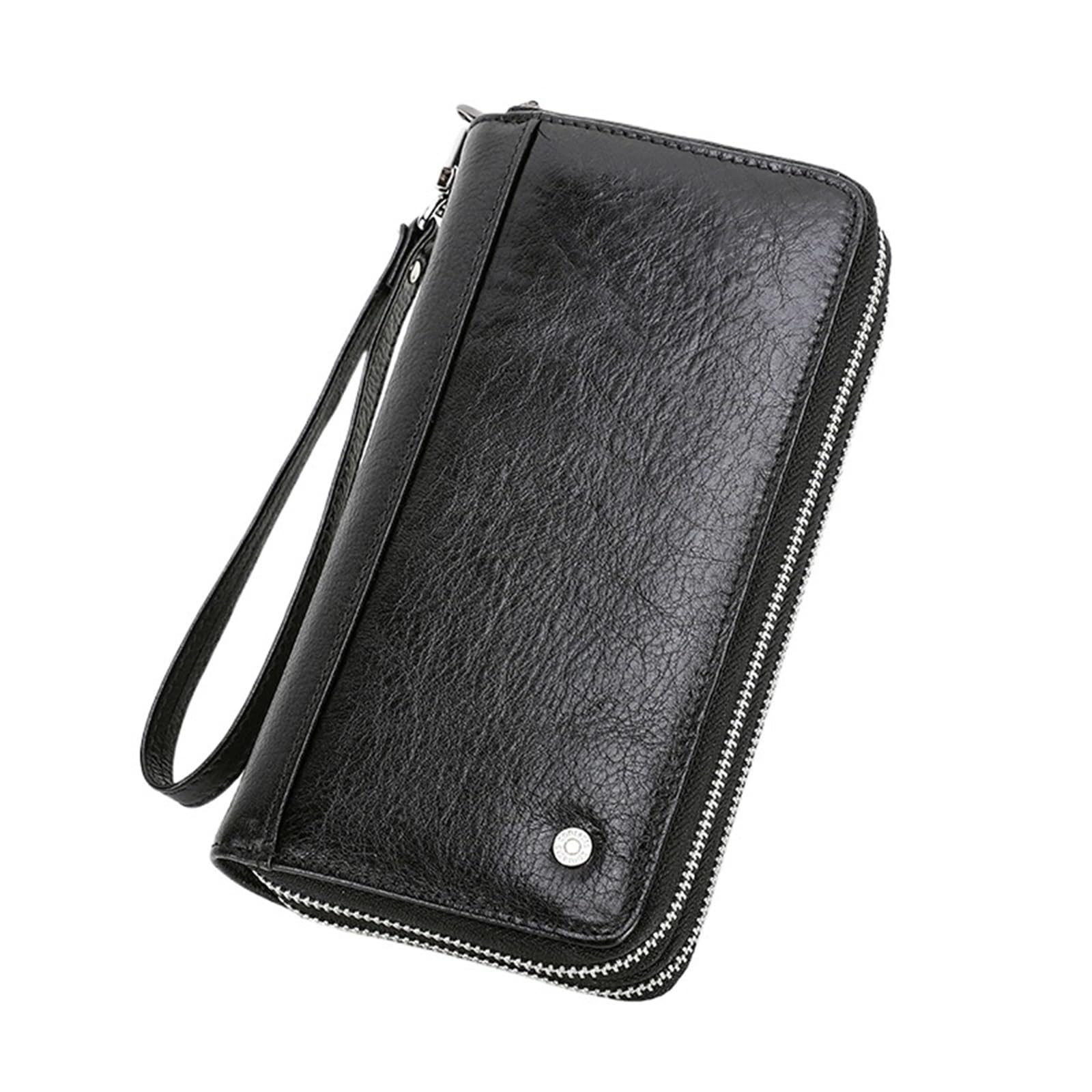 Portafoglio da uomo in pelle Pochette Porta carte Portafogli lunghi Doppia cerniera Borse da uomo vintage di grande capacità