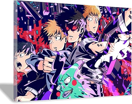 Amazon 暴徒サイコアニメポスターキャンバス写真ファンギフトルーム装飾装飾壁アート壁画x30cm 8x12inch フレームなし暴徒 ウォールステッカー オンライン通販