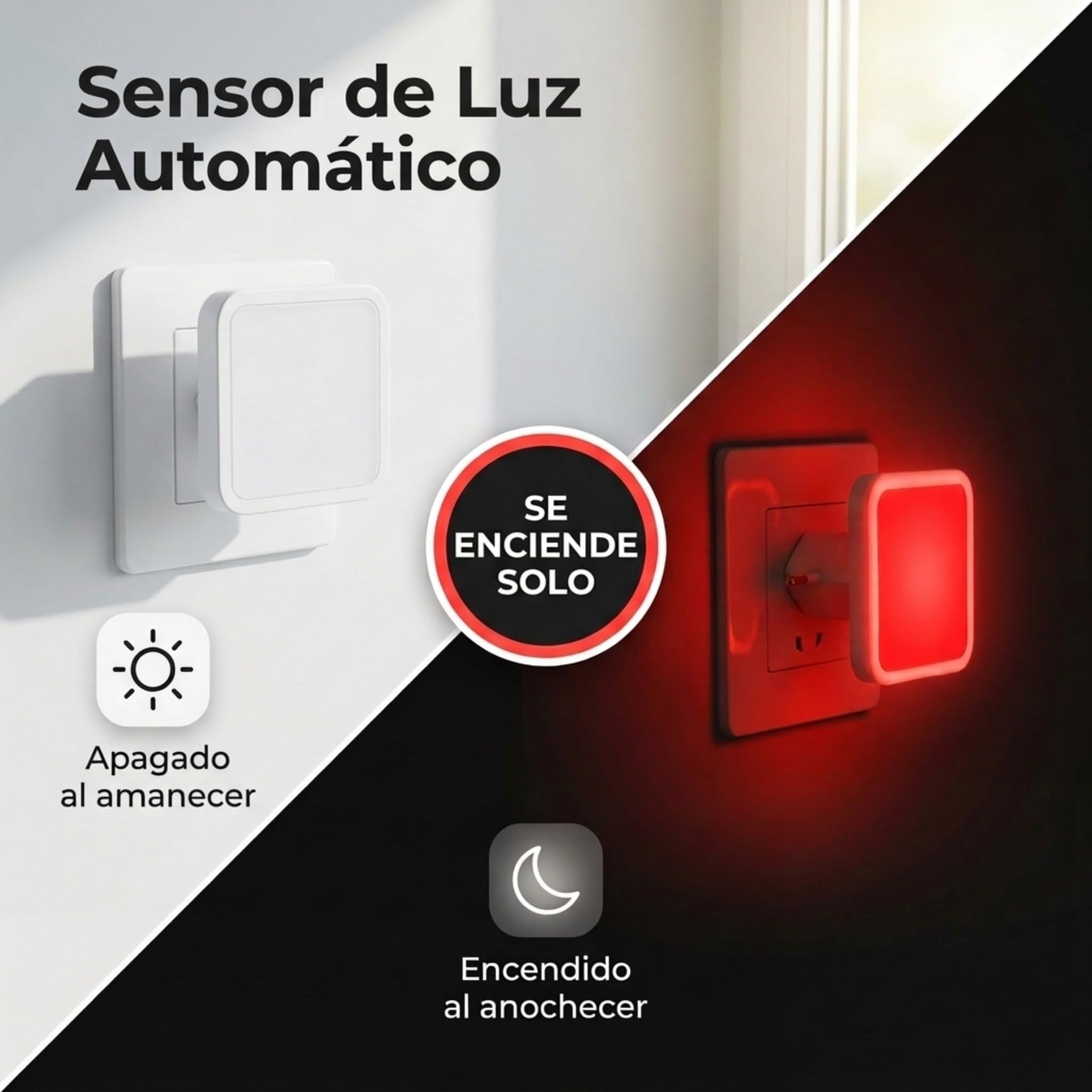 Luz Roja Nocturna Enchufable | Pack de 2 + Ebook | Luces Rojas Nocturna Melatonina para Dormir Mejor | Luz Roja Bebé y Luces Rojas Enchufe Antiflicker | Noche Relajante Sueño, Descanso y Bienestar