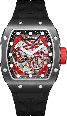 Tornado Xenith Mens Automatic Watch | Black Dial, Black Case, Green Silicone Strap, 38.5x49mm, 10ATM - T24302-BSHB