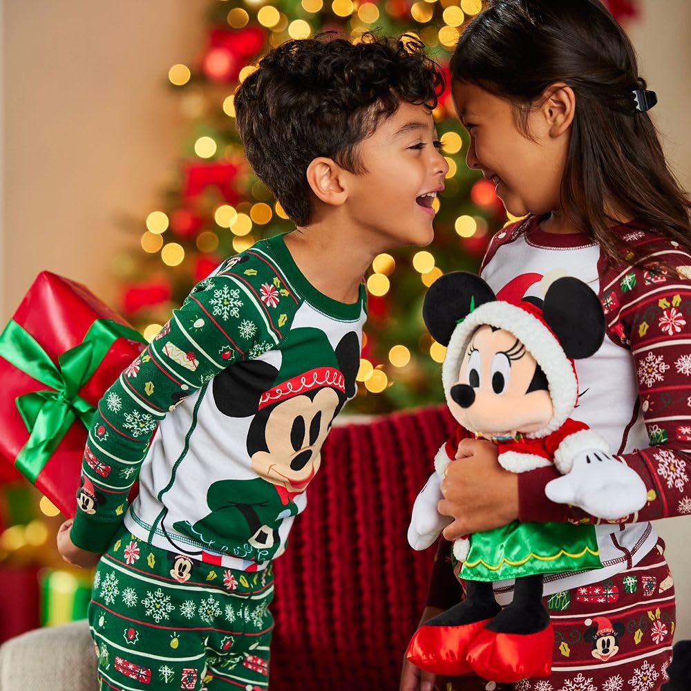 Disney Store Holiday Plush - Peluche Minnie Mouse con dettagli ricamati, collezione natalizia di peluche, adatto a tutte le età