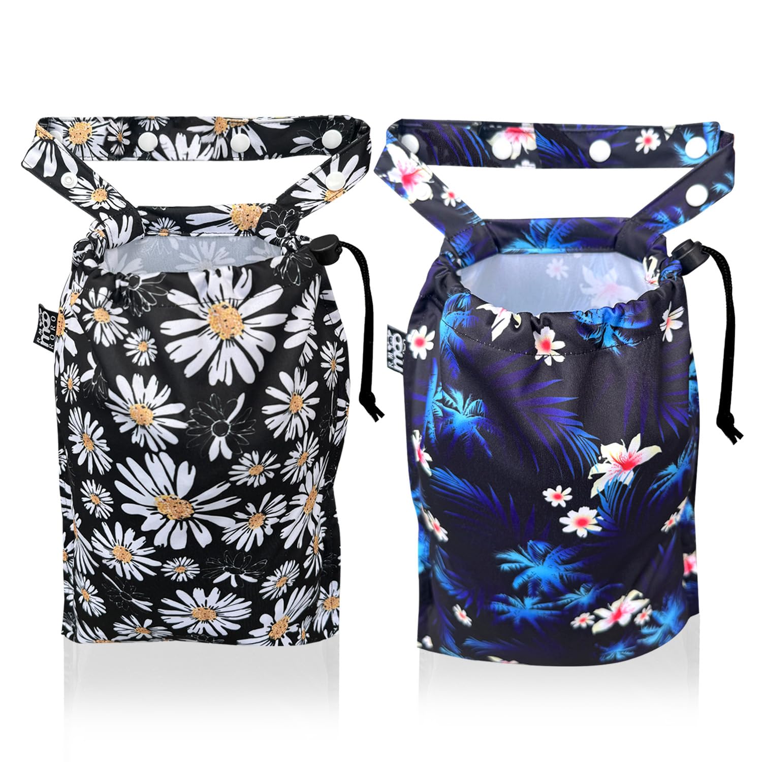 2 Pack Leakproof Car Trash Bags Detachable Waterproof Garbage Bags with Drawstring Hanging Organizer for Back Seat & Travel Flower Design