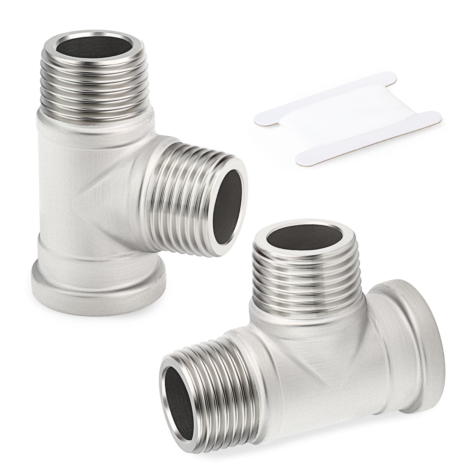 2 PCS 304 Stainless Steel Tee Pipe Fittings, 1/4" BSP Female x Male x Male Pipe Fittings, Female Run Tee