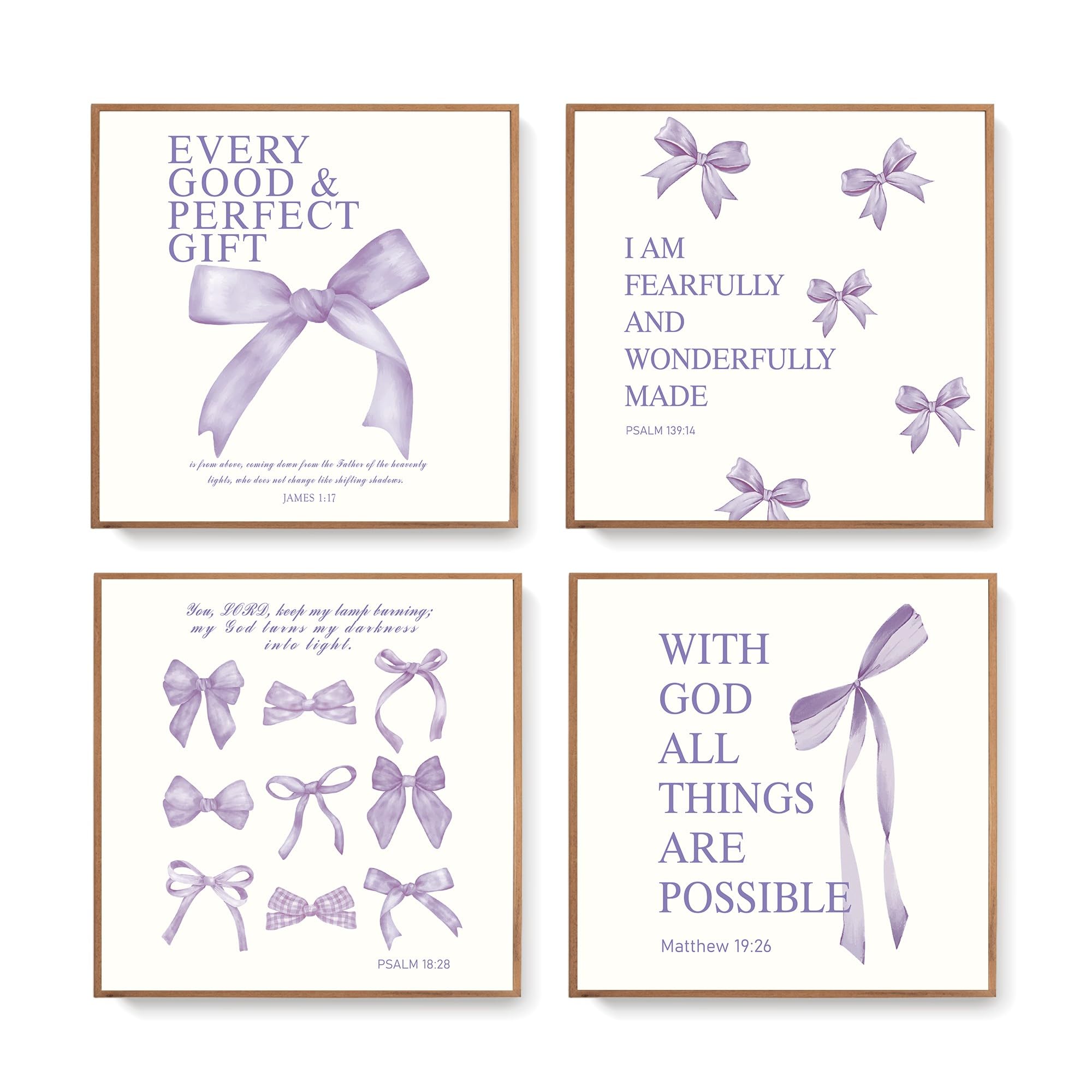 LARTSFRO Coquette Purple Bow Wall Art Decor Posters, Purple Bow Room Bedroom Bathroom Dorm Wall Art Decor Aesthetic for Teen Girls Gifts,
