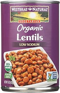 Westbrae Natural Organic Lentil Beans, No Salt Added, 15 Oz (Pack of 12)...