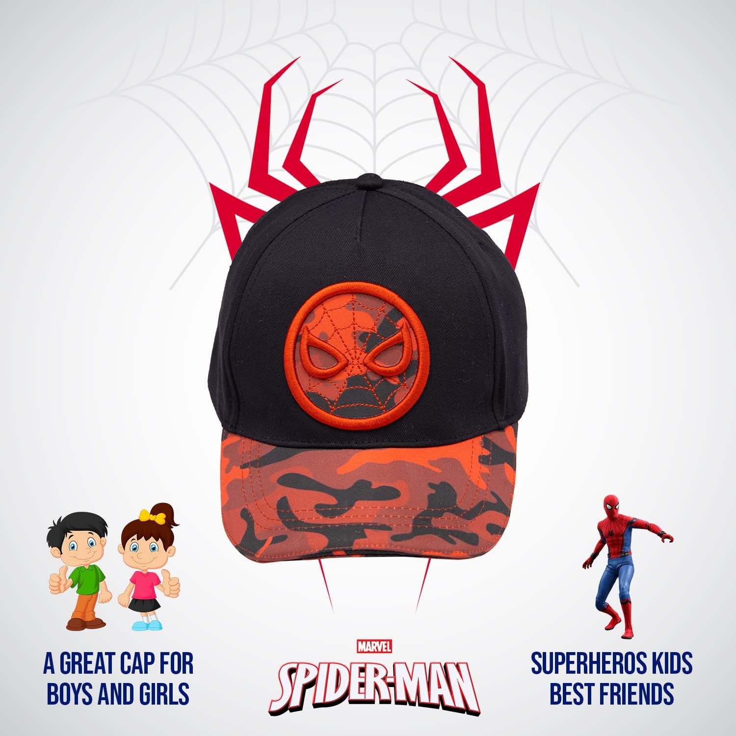 Marvel Spiderman Hat for Boys, Breathable Spiderman Baseball Cap for Toddlers, Boys Ages 3-9 - Image 3
