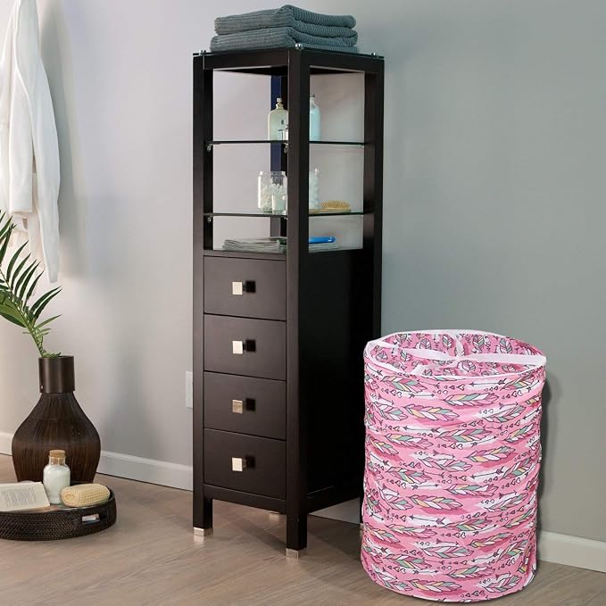 Kuber Industries Round Cloth Foldable Laundry Basket Bag, Volume:-30L,Multi Color