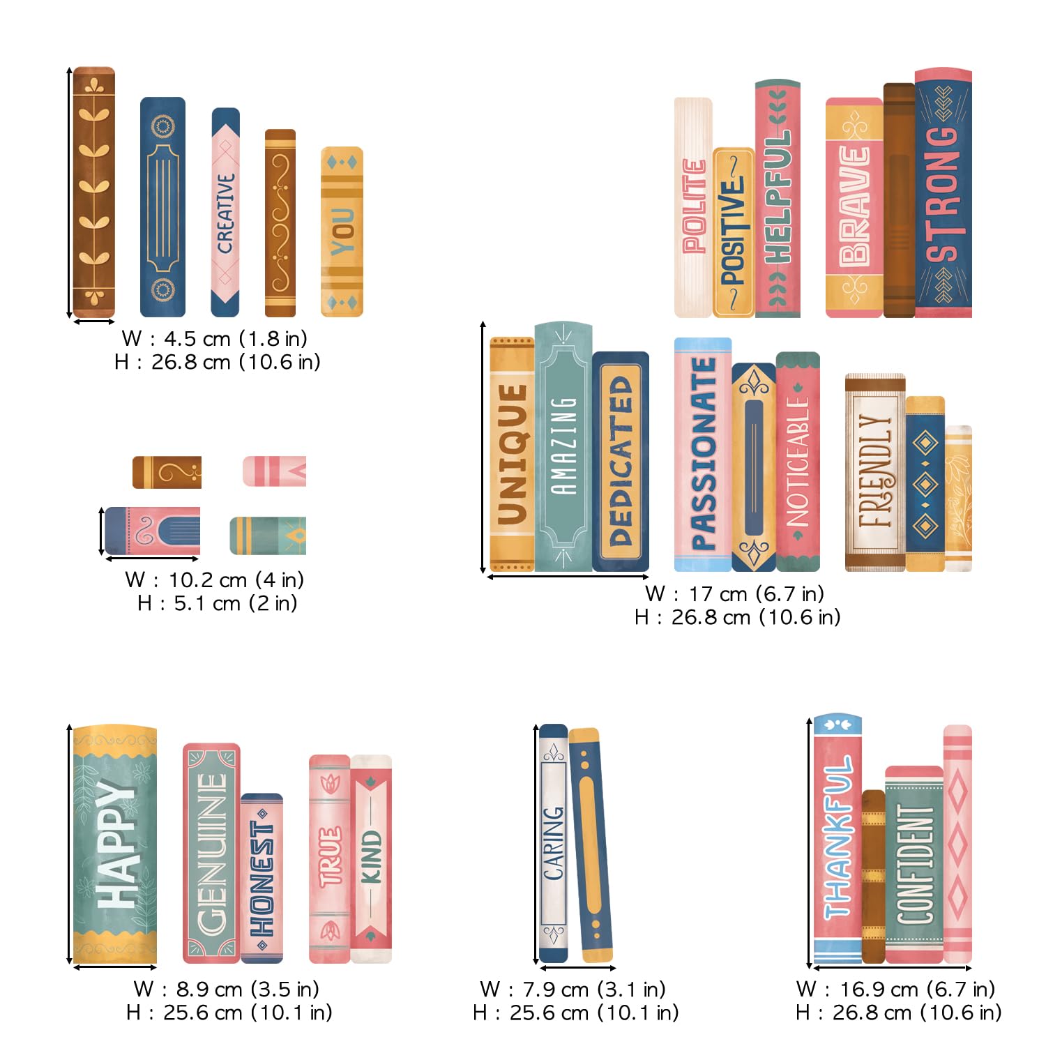 Adesivi Per Finestre DECOWALL In Stile Boho – Set Con Stampe Di Libri. Visibili Su Entrambi I Lati, Perfetti Per Scuola, Casa E Biblioteca. - 5