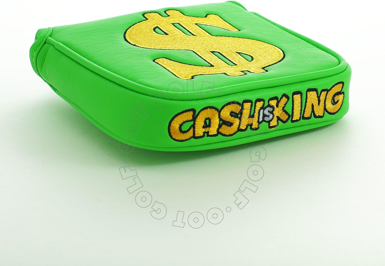 19th Hole Custom Shop Cash is King High-MOI Mallet Putter Headcover, Heel Shaft, Green, Golf Head Cover
