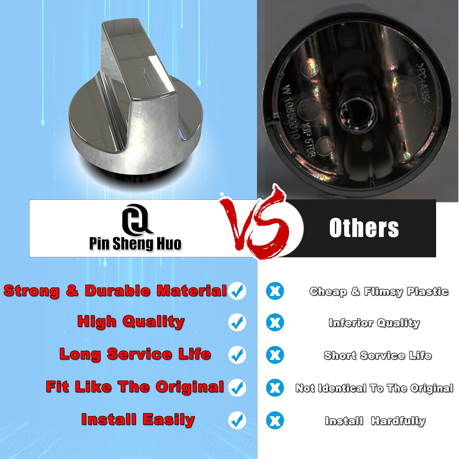 Upgraded W11366438 Whirlpool Replacement knobs.Gas Range Stove Control knobs Replacements.Gas cooktop Burner Parts.Electric Universal Stove Parts.Compatible for Whirlpool Stove Oven W11084623(5PCS)